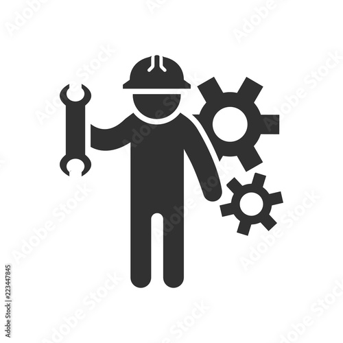Engineer. Man in protective helmet and gears.