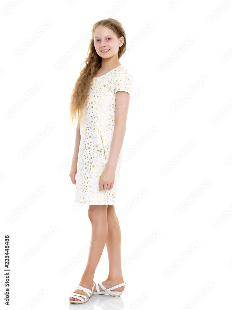 Beautiful school girl with long silky hair. Beautiful school girl with long silky hair.