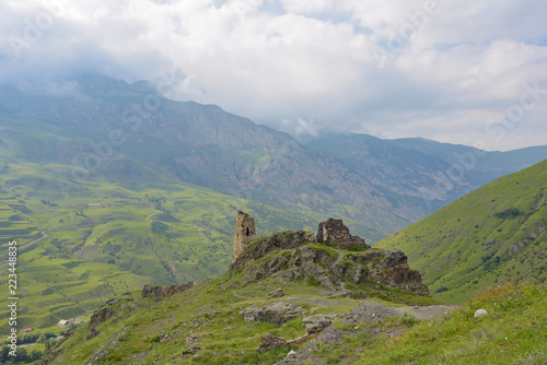 Old fortress. Fiagdon mountain village in Kurtatinskoe gorge, Republic of North Ossetia, Russia photo