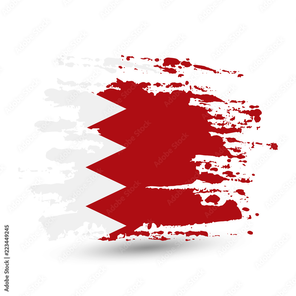 Grunge brush stroke with Bahrain national flag Grunge brush stroke with Bahrain national flag