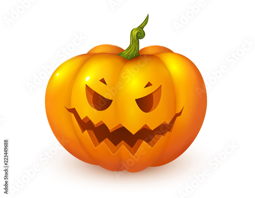 Orange cartoon style jack face vector pumpkin. Halloween decoration element. © art_of_sun