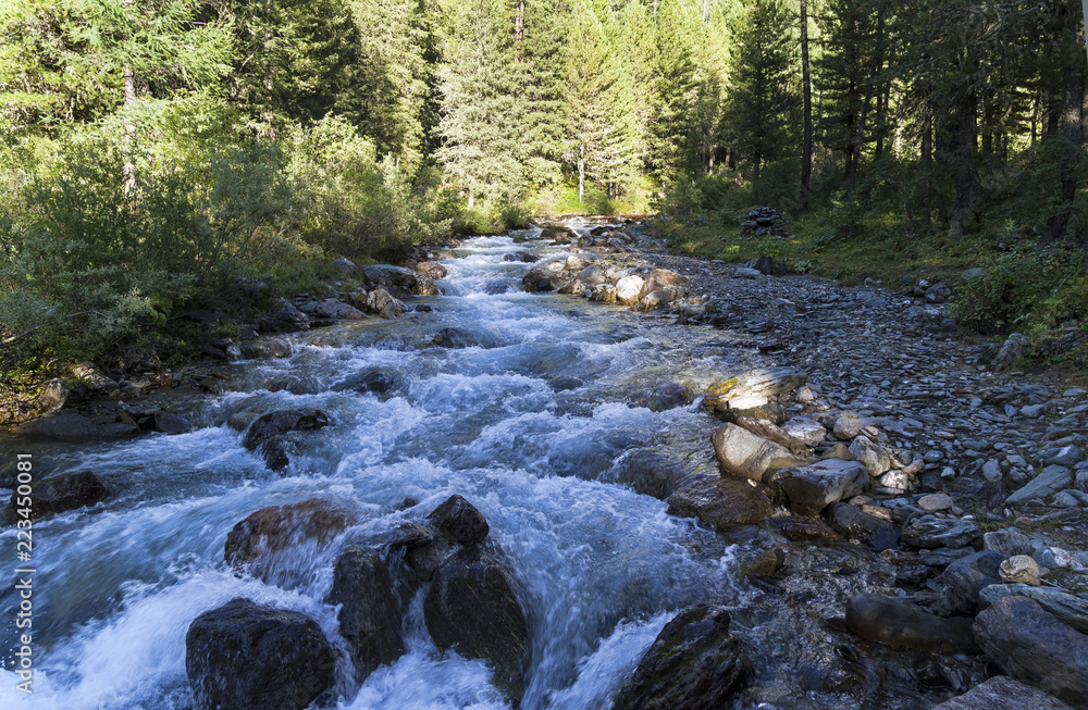 A small river in the Altai Mountains. Russia. A small river in the Altai Mountains. Russia.
