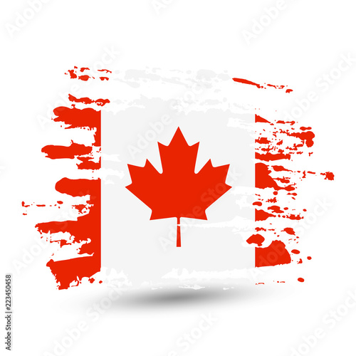 Grunge brush stroke with Canada national flag