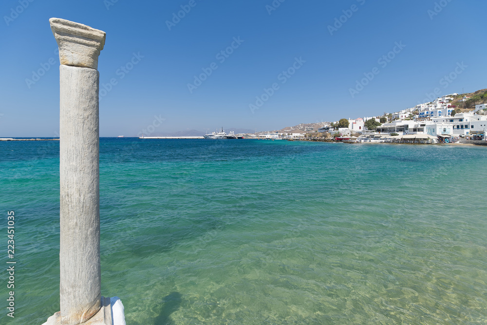 Chora village ( Beach and harbor ) - Mykonos Cyclades island - Aegean sea - Greece Chora village ( Beach and harbor ) - Mykonos Cyclades island - Aegean sea - Greece