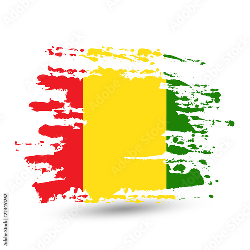 Grunge brush stroke with Guinea national flag