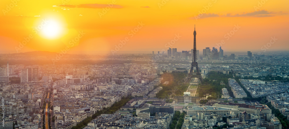 The eifel tower in Paris aerial panorama
