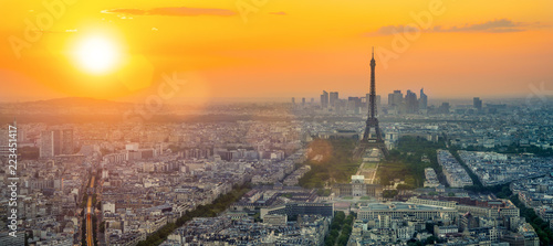 The eifel tower in Paris aerial panorama