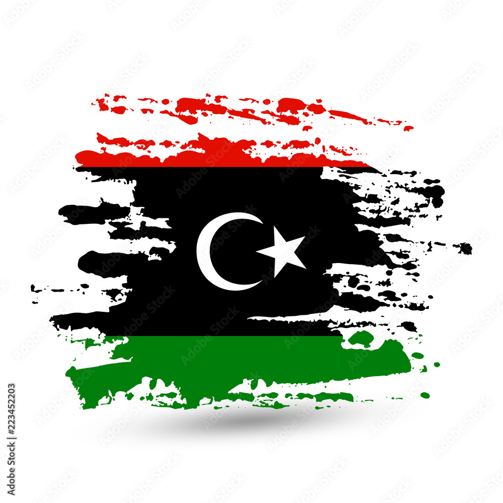 Grunge brush stroke with Libya national flag