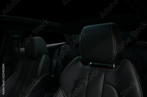 Modern car interior. Leather seats.
