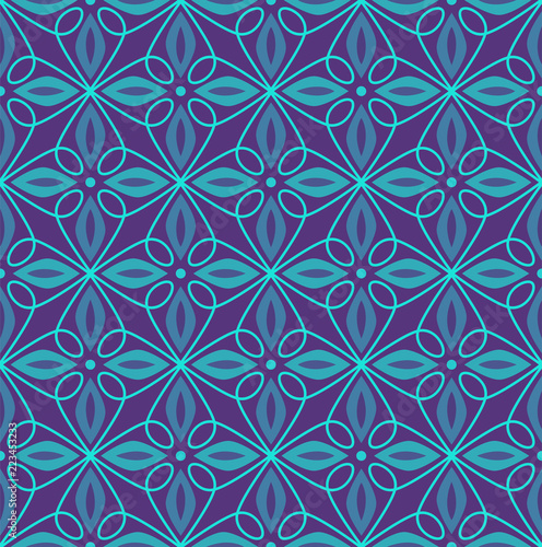 Seamless Arabesque Ornament Floral Pattern. Geometric Background. Abstract Leaf Texture.