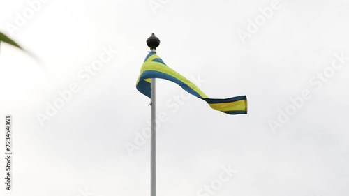 Swedish flag moving in the wind, static shot photo