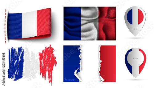 set of france flags collection isolated