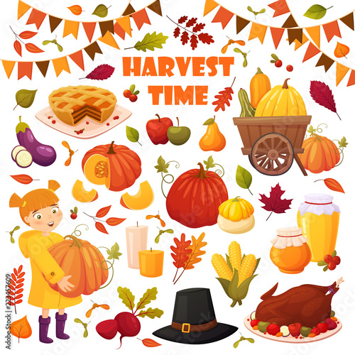 Set cartoon autumn elements 