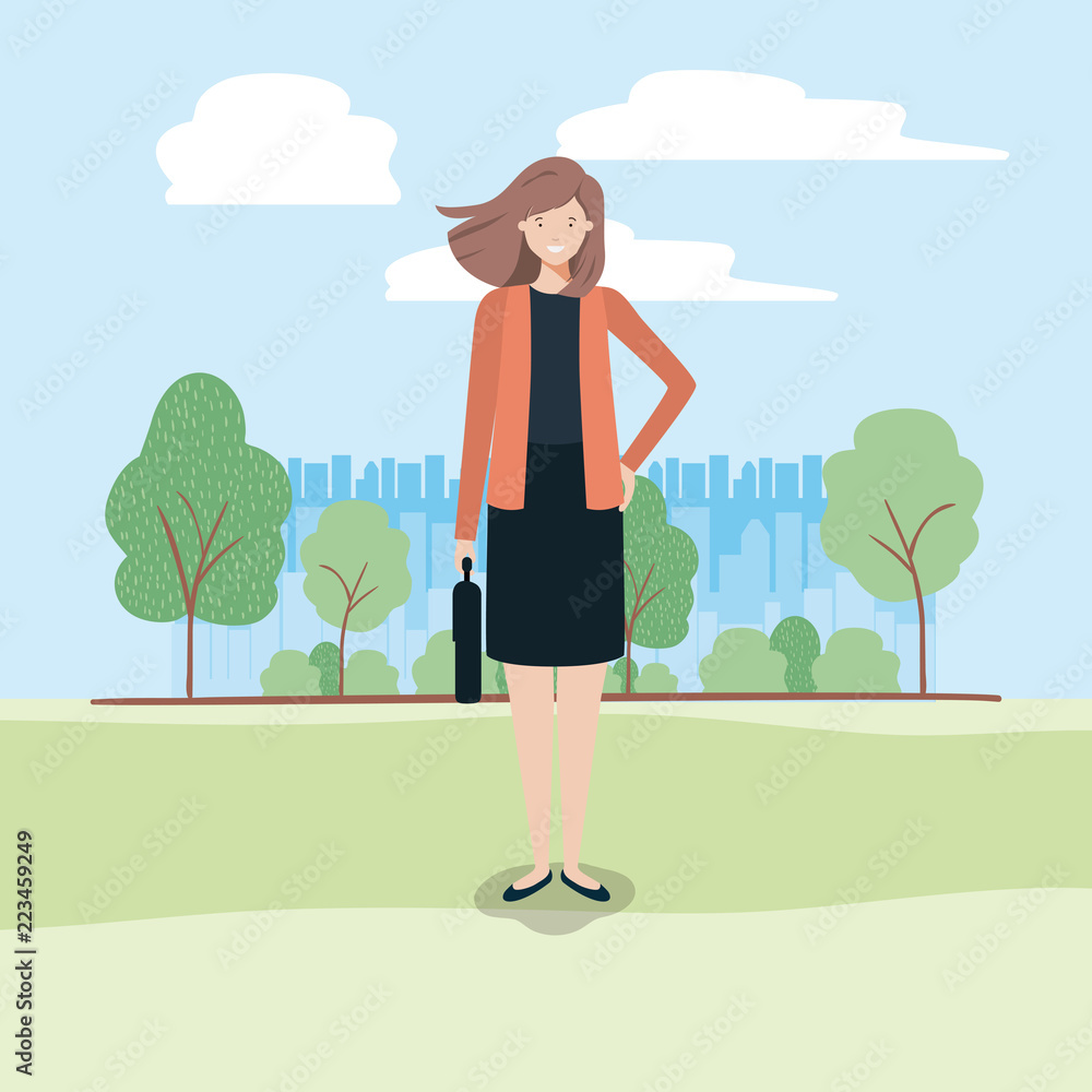 young business woman on the park