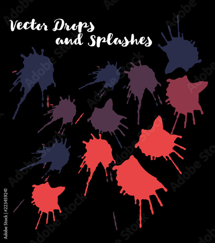Graffiti Grunge Vector Watercolor Brushstrokes. Buttons  Splashes  Doodles  Stains  Scribble Hand Painted Vector Set. Vintage Uneven Textured Paintbrush Logo Elements. Rough Highlight Ink Swatches.