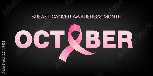 October Breast Cancer Awareness Month Vector Image. Satin Pink Ribbon Realistic Minimal Banner for Medical Print Design. Female Cure Care, Hope by Breast Cancer. Pink Ribbon Isolated Vector Element