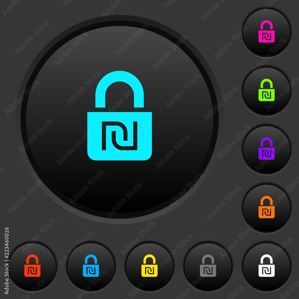 Locked Shekels dark push buttons with color icons Locked Shekels dark push buttons with color icons