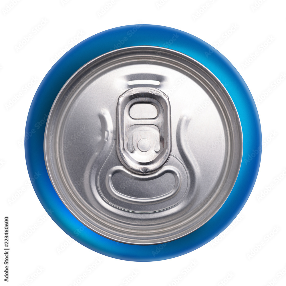 Blue can top view isolated on white background Stock Photo | Adobe Stock