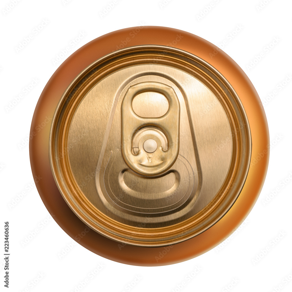 Golden can top view isolated on white background Golden can top view isolated on white background