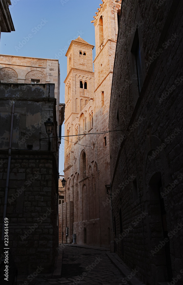 Normann castle in old small city Giovinazzo near Bari, Apulia, Italy in early morning