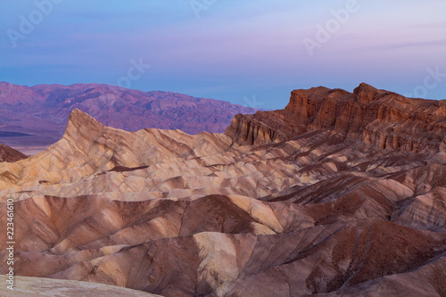 Soft Pink and Purple Sunrise at Zabriskie Point, Death Valley