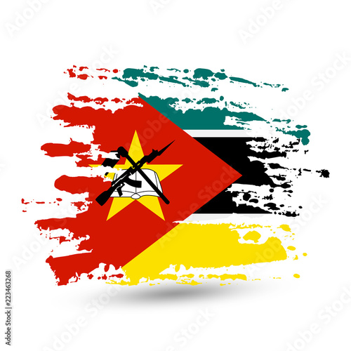 Grunge brush stroke with Mozambique national flag