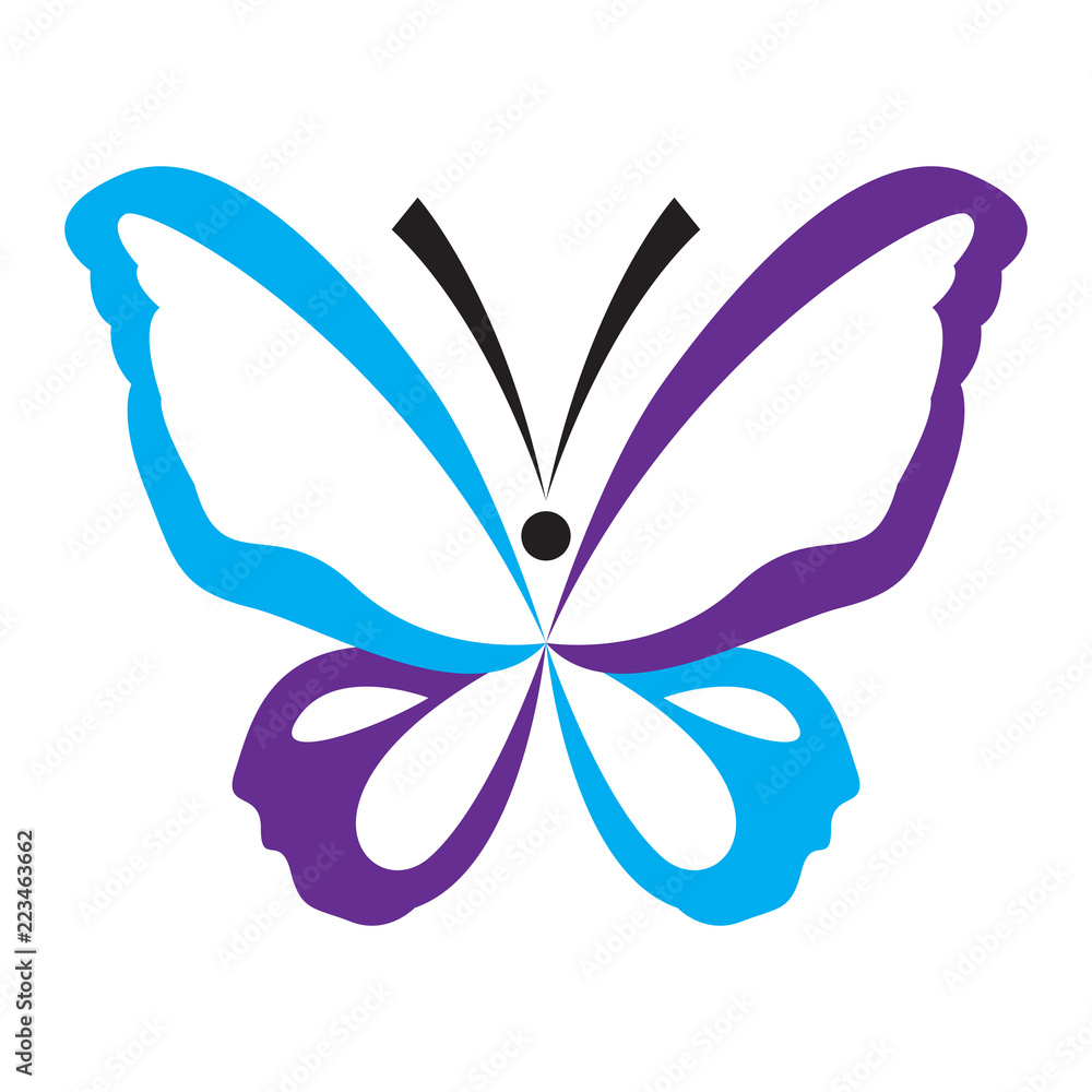 Colored abstract beautiful butterfly icon