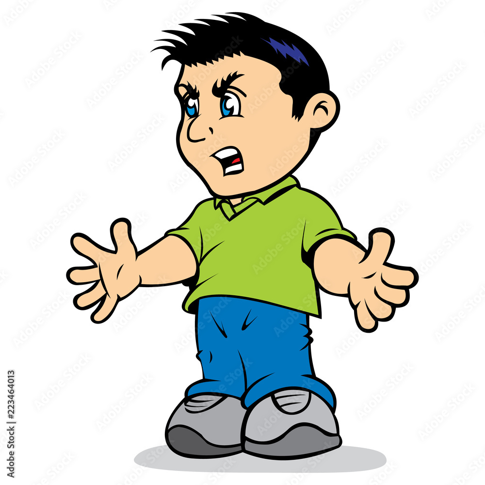 Illustration mascot dany, low height person, expression of nervous, angry. Ideal for training and institutional information Illustration mascot dany, low height person, expression of nervous, angry. Ideal for training and institutional information