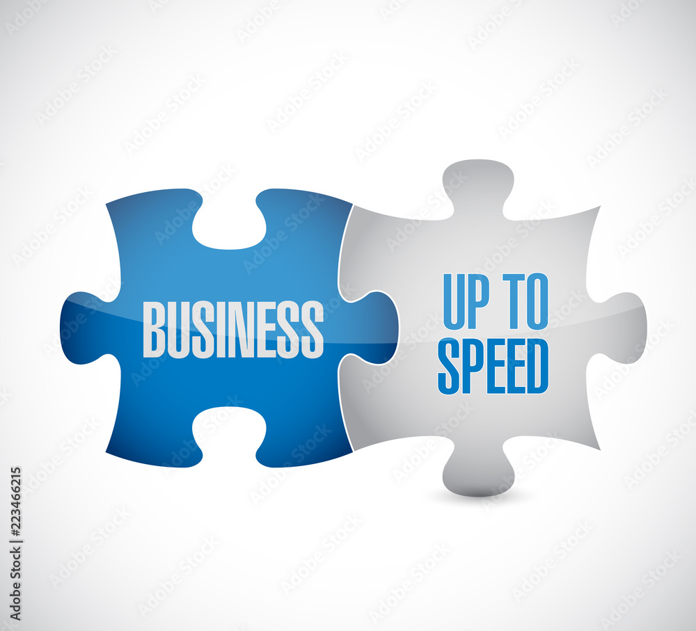 Business up to speed puzzle pieces message concept