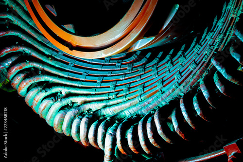 Stator generators of a big electric motor in the coal fired power plant. photo