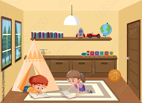 Children playing in playroom