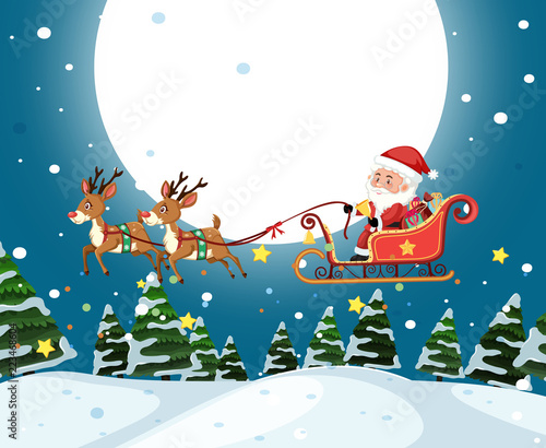 Santa riding sleigh christmas template