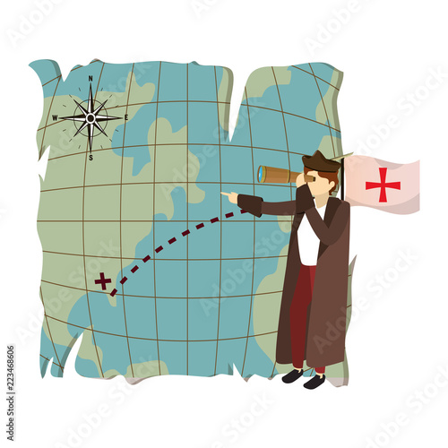 man christopher with monocular and global map