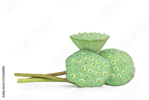 closeup Lotus seed Isolated on the white background photo