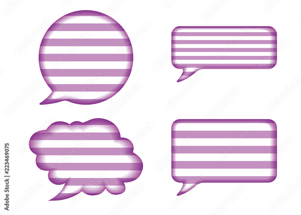 レリーフ状の漫画の吹き出し 紫 ボーダー柄背景 バルーン Speech Balloon Stock Vector Adobe Stock