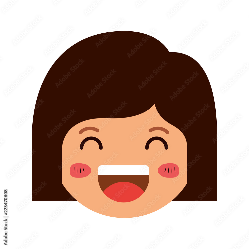 cartoon woman happy head kawaii character cartoon woman happy head kawaii character