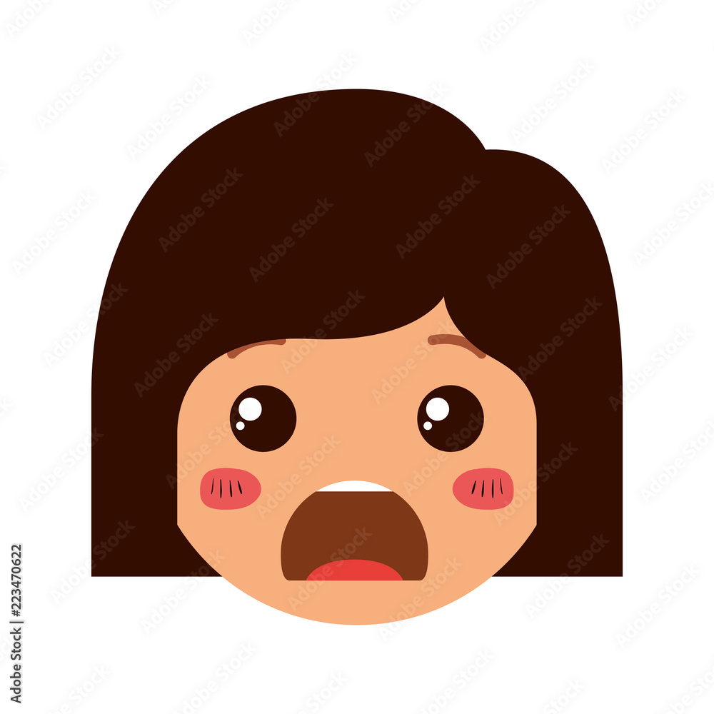 cartoon woman angry head kawaii character