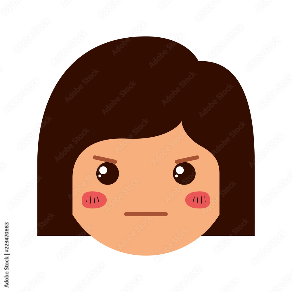 cartoon woman angry head kawaii character cartoon woman angry head kawaii character