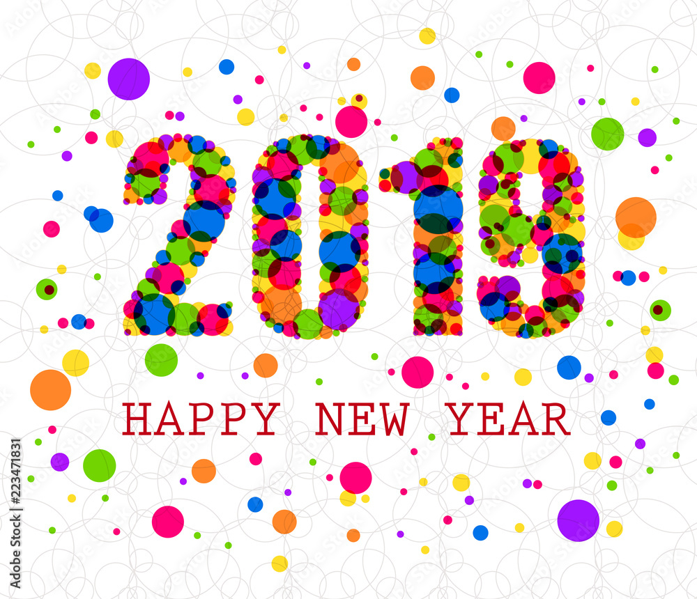 2019 Happy New Year greeting card. Vector design template. 2019 Happy New Year greeting card. Vector design template.