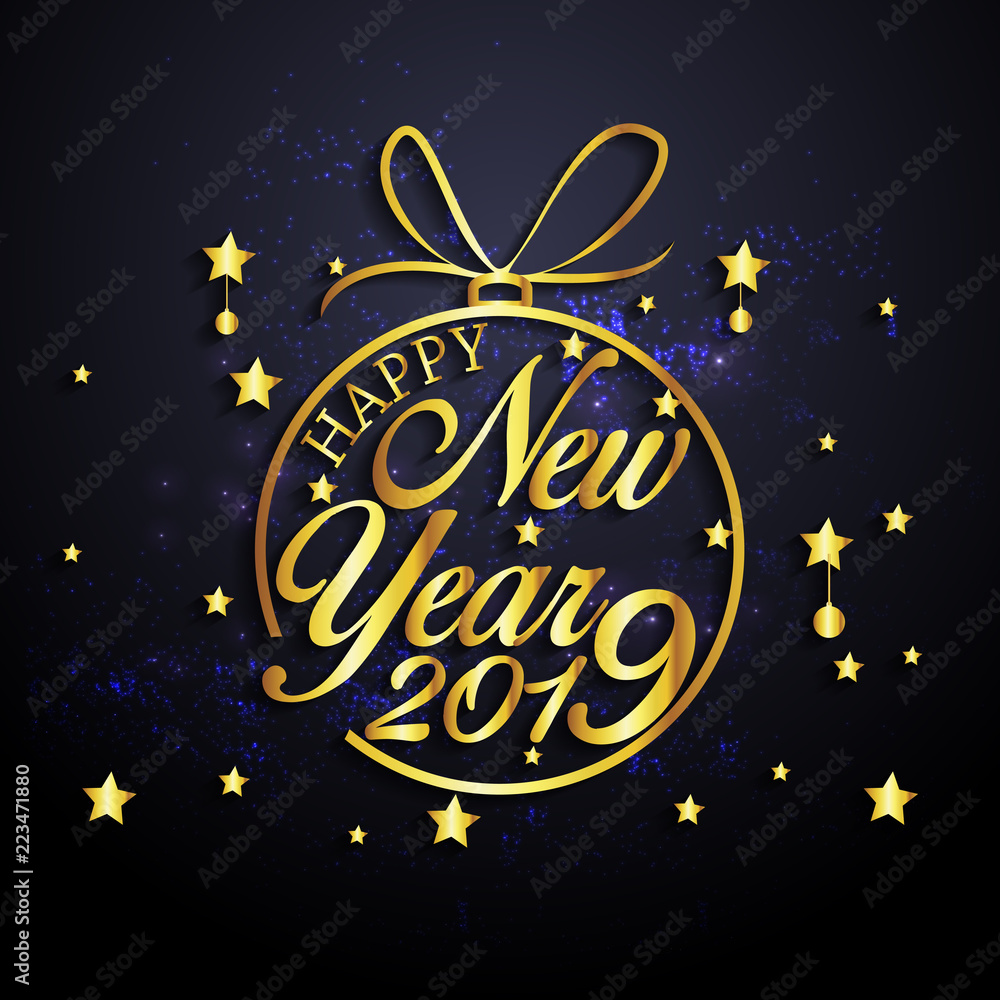 2019 Happy New Year greeting card. Vector design template. 2019 Happy New Year greeting card. Vector design template.