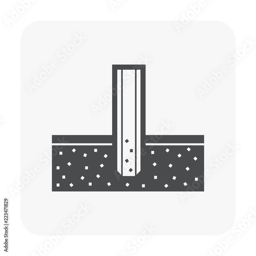 Soil sampling collecting vector icon. May called sample, sampler. Include hand auger equipment tool for method to core, drill, test, analysis, assessment in geotechnical engineering and construction.