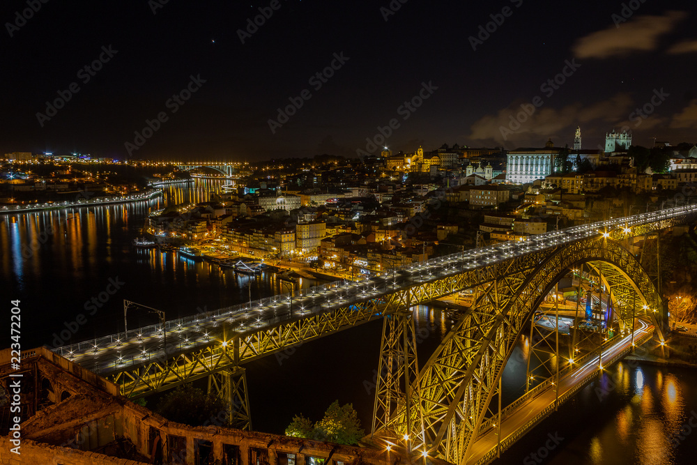 Oporto city at night