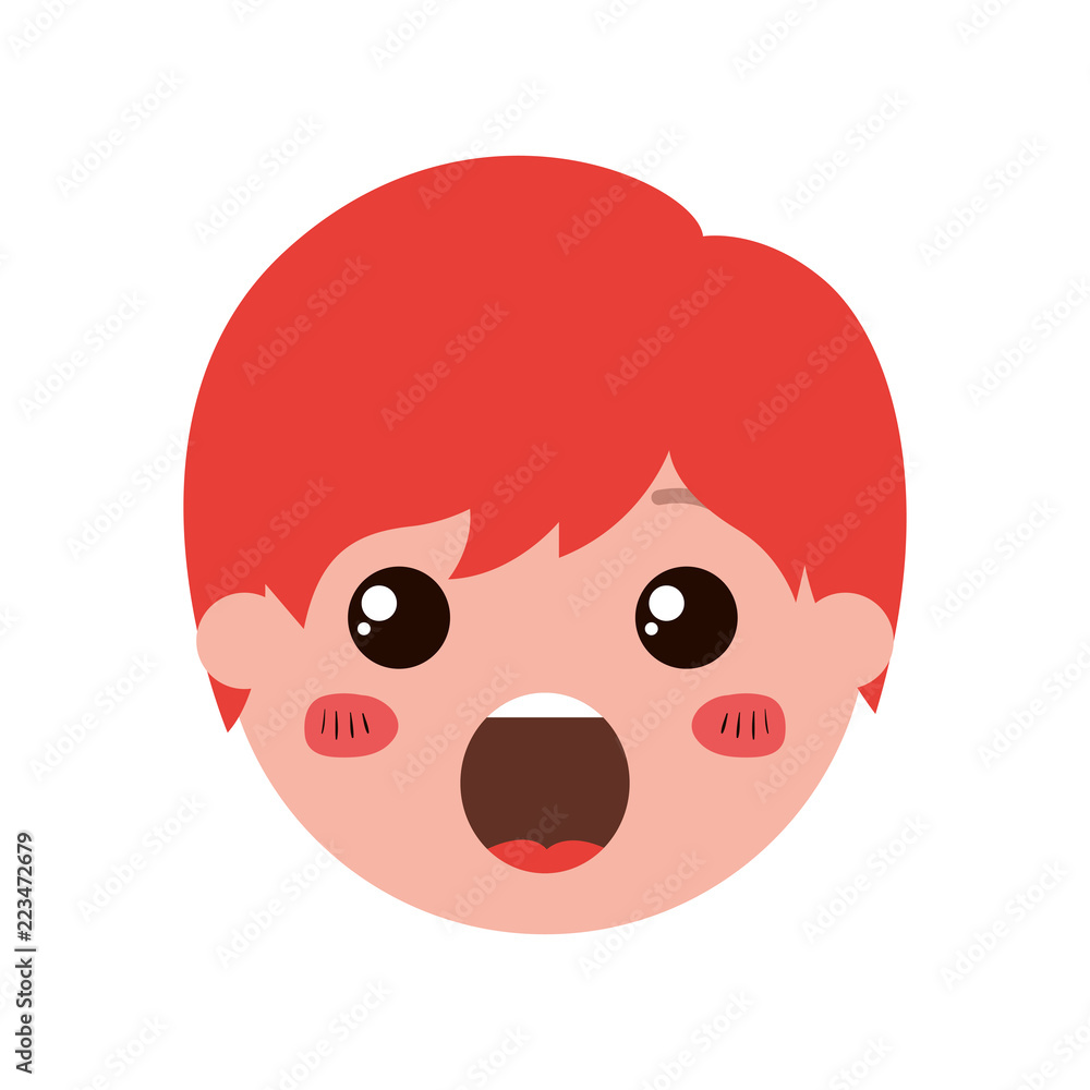 Fototapeta premium cartoon man head surprised kawaii character