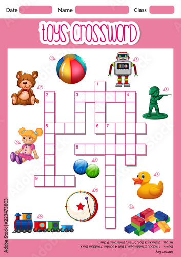 Toys crossword game template