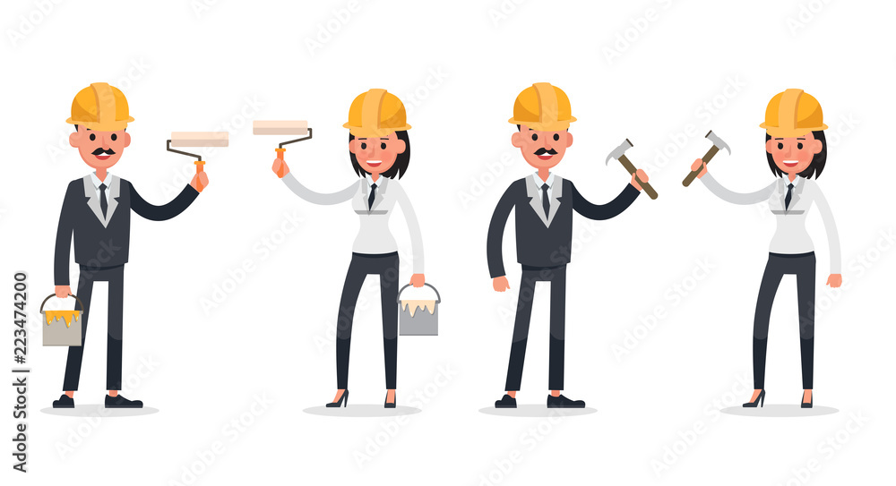business people poses action character vector design no2