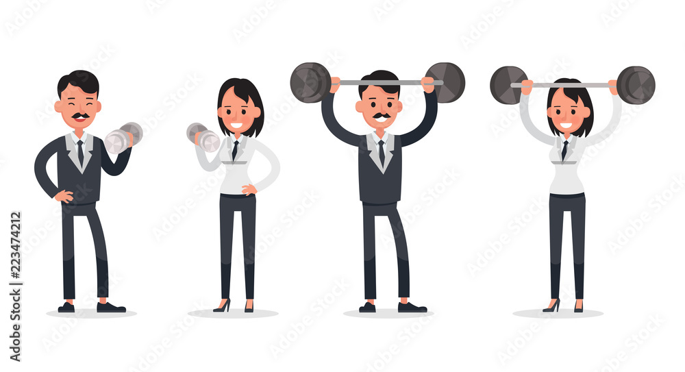 Fototapeta premium business people poses action character vector design no3