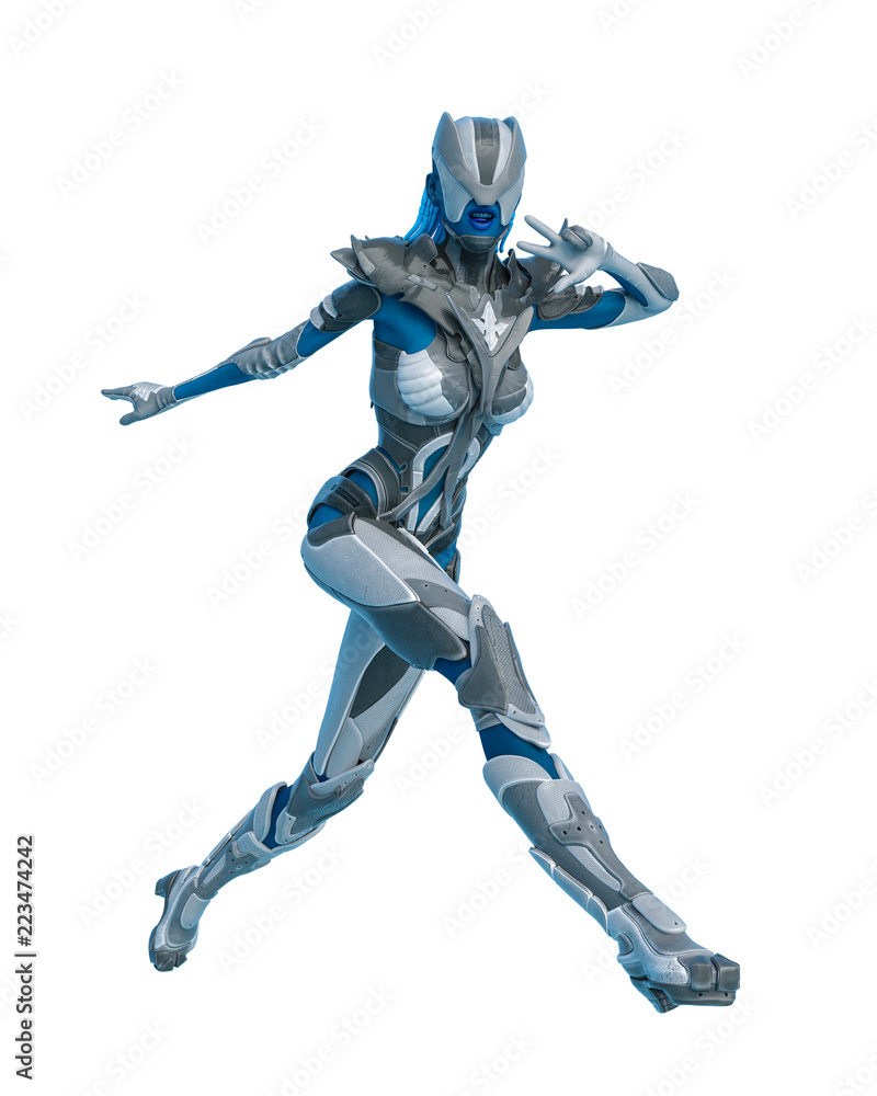 blue alien female on white background blue alien female on white background