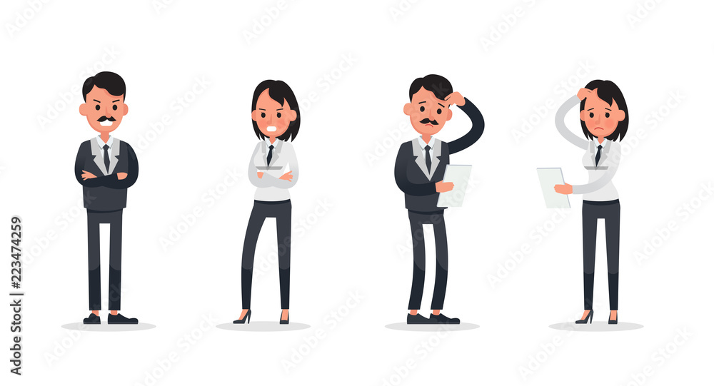 business people poses action character vector design no6
