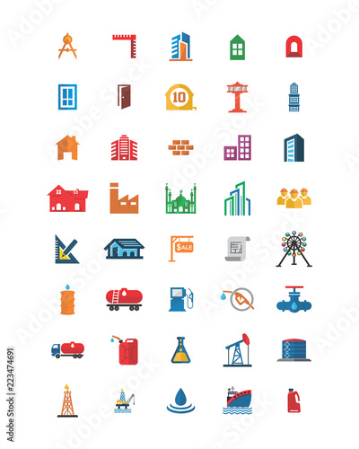 variation mixed oil refinery stationery tool image vector icon logo symbol set