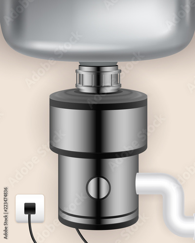 Realistic Food Waste Disposer Illustration